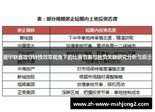 德甲联赛攻守转换效率视角下的比赛节奏与胜负关联研究分析与启示