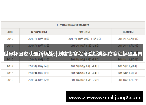 世界杯国家队最新备战计划密集赛程考验板凳深度赛程提醒全景 世界杯国家队最新备战计划密集赛程考验板凳深度赛程提醒全景